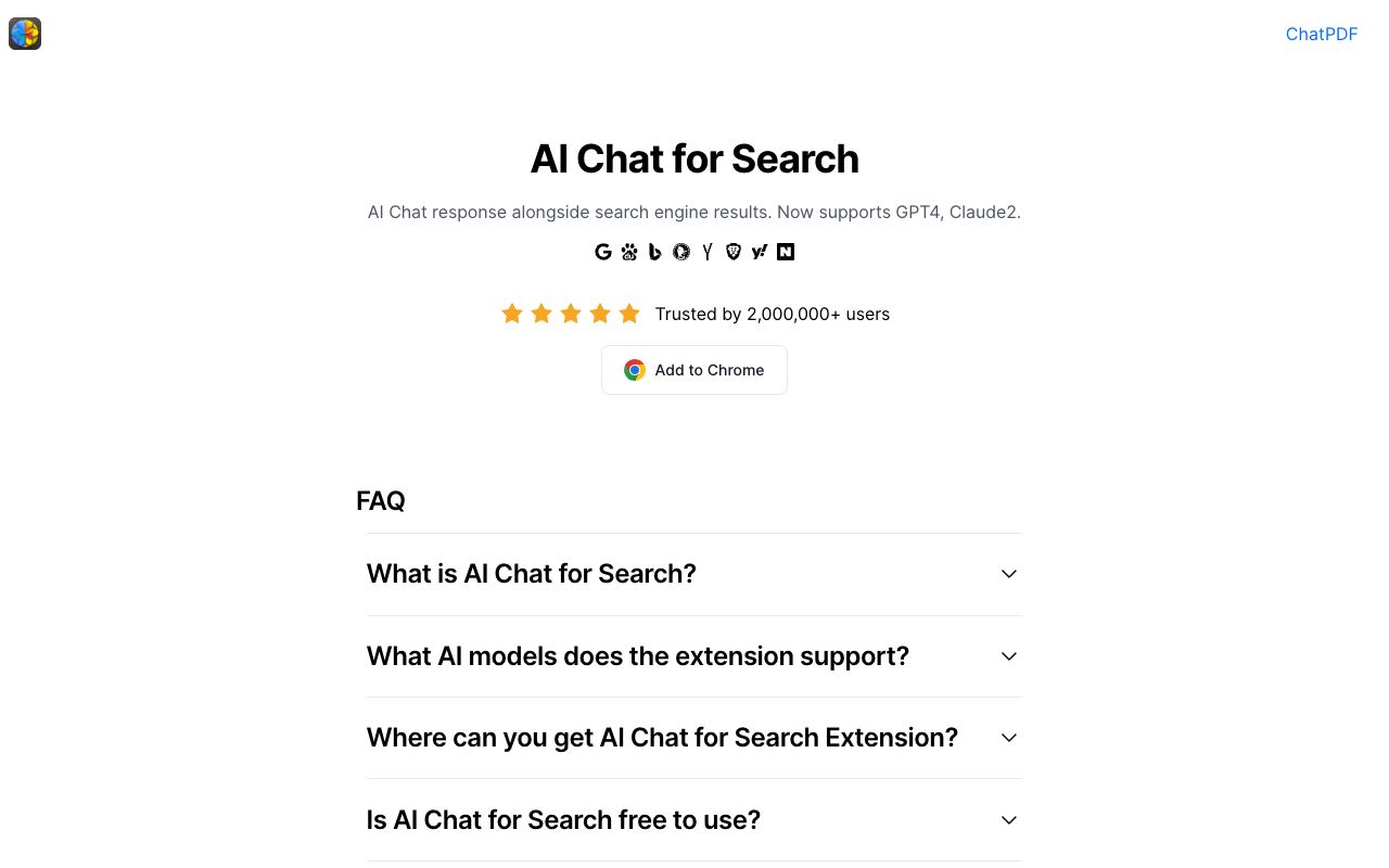 AI Chat for Search — site ekran görüntüsü