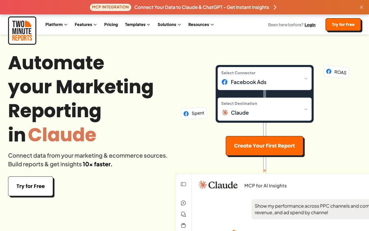 Two Minute Reports — website screenshot