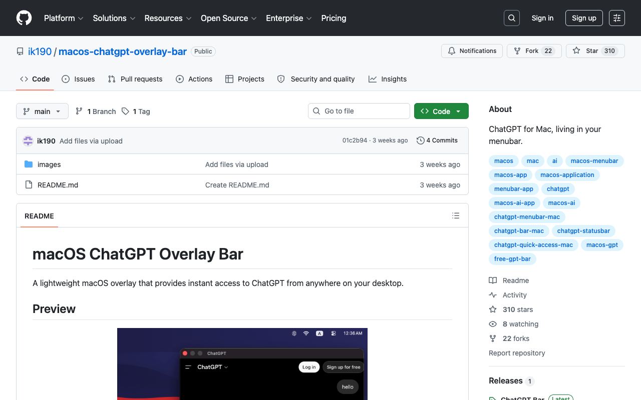 ChatGPT Overlay Bar — website screenshot