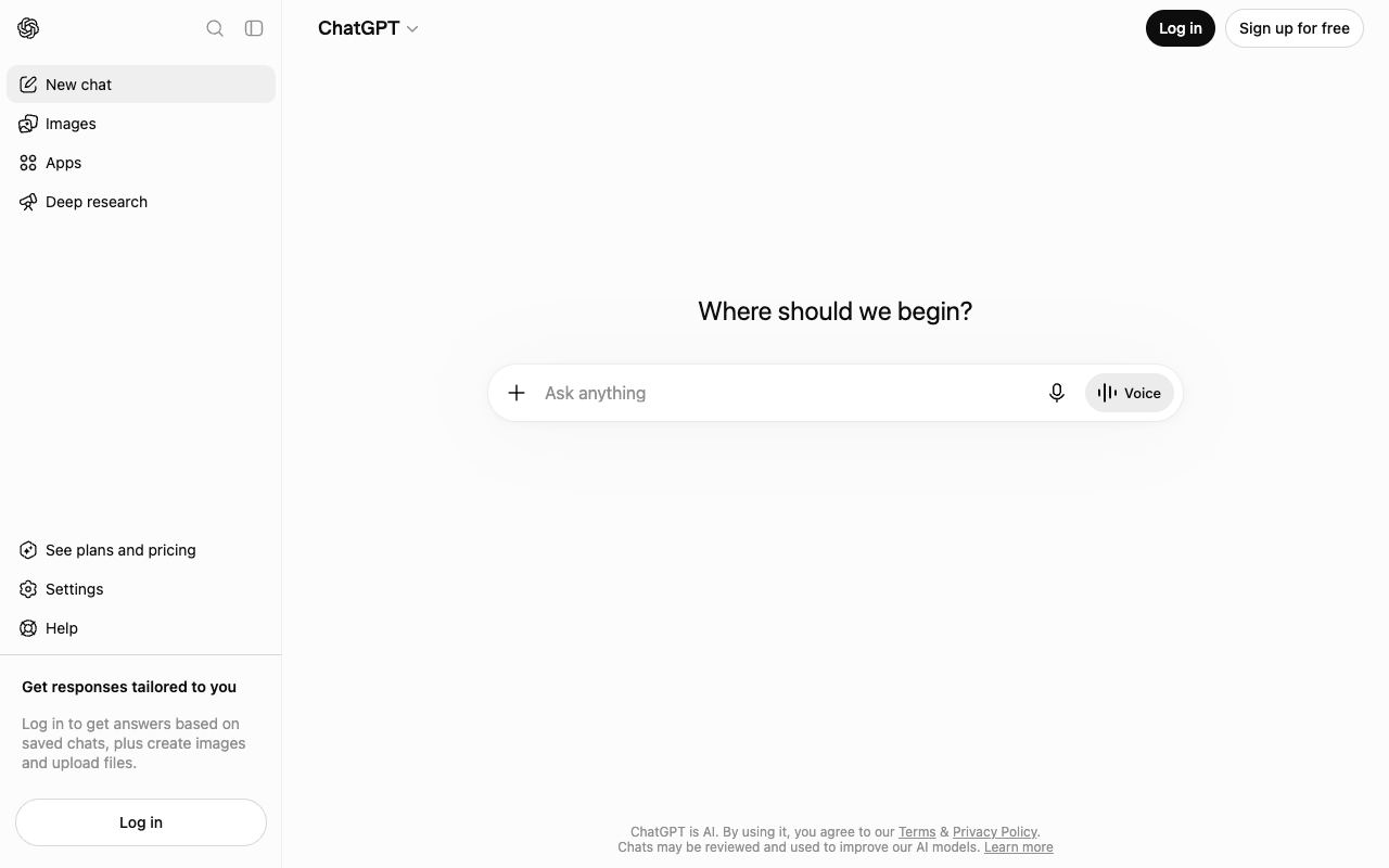 ChatGPT — website screenshot