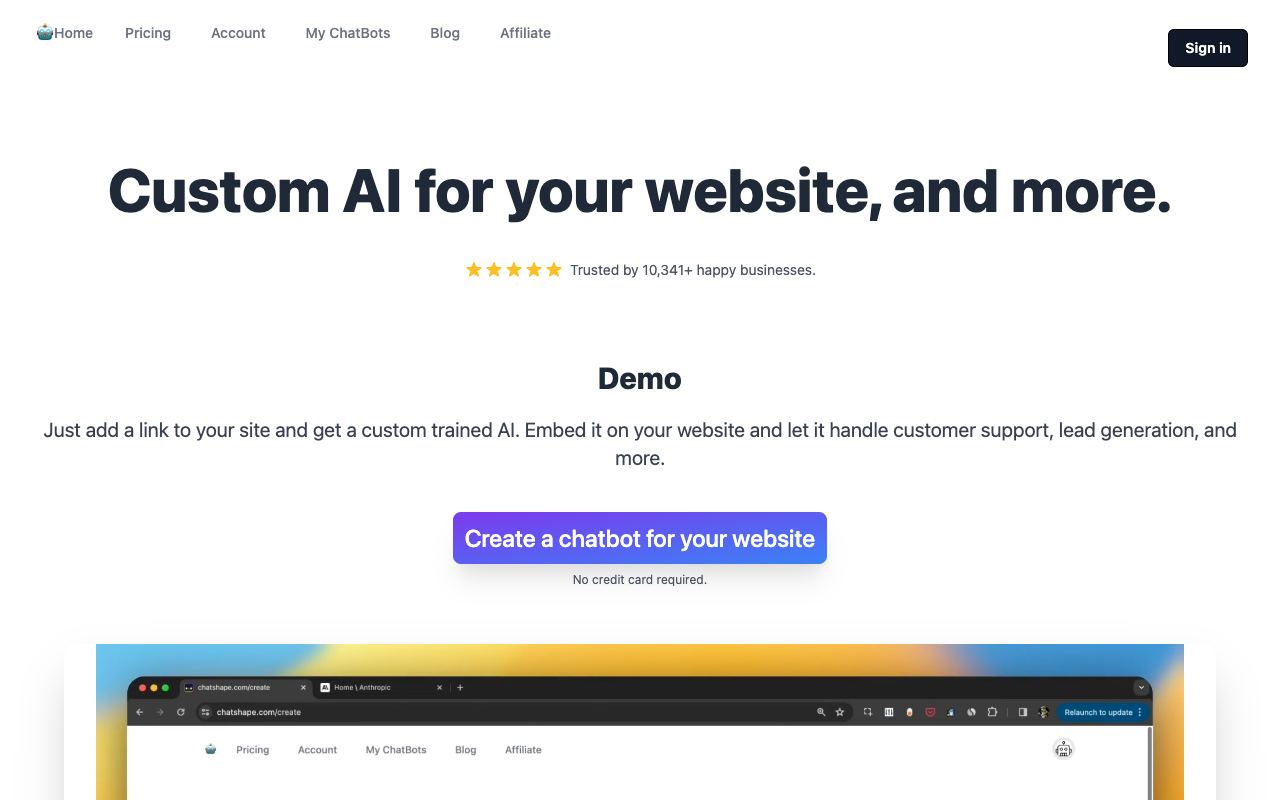 ChatShape — website screenshot