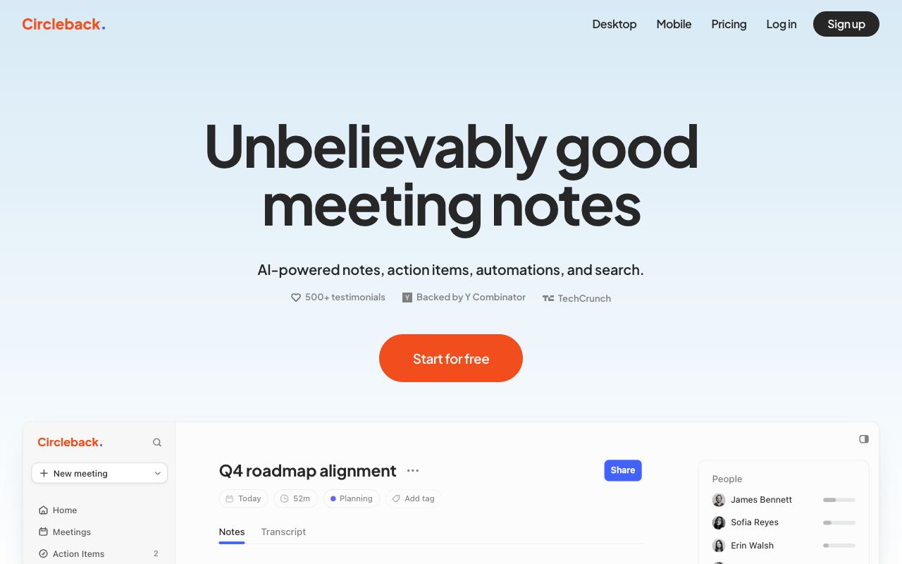 Circleback — website screenshot