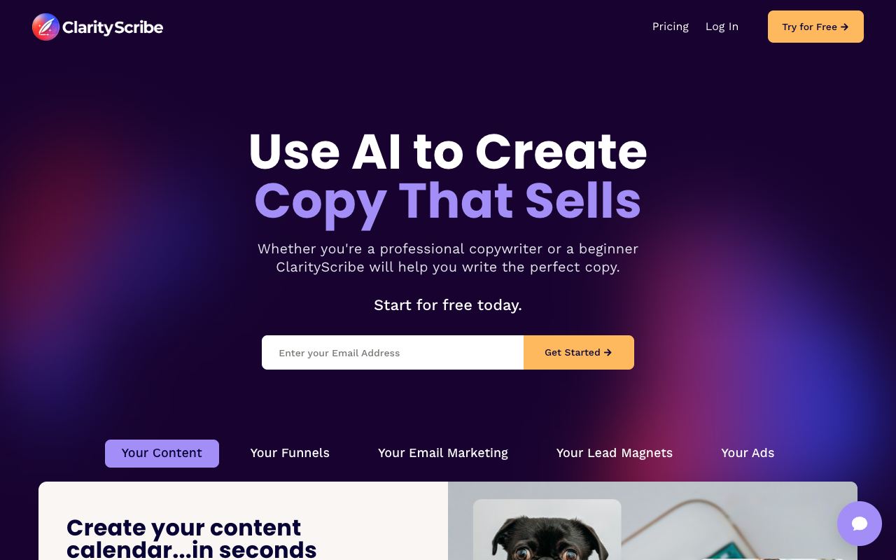 ClarityScribe — website screenshot