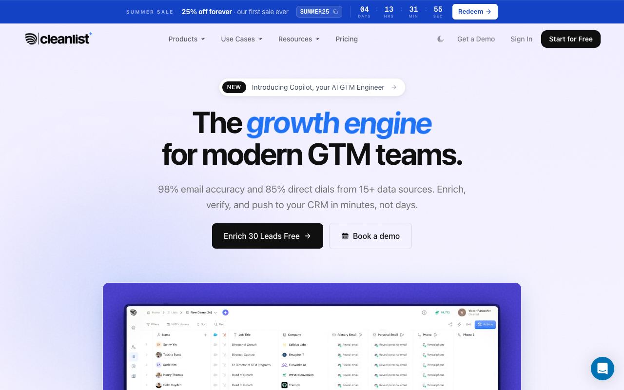 Cleanlist AI — website screenshot