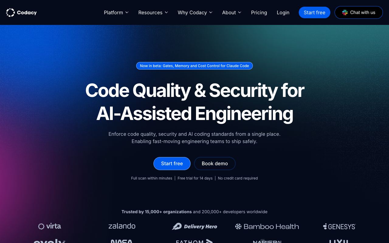 Codacy — site ekran görüntüsü
