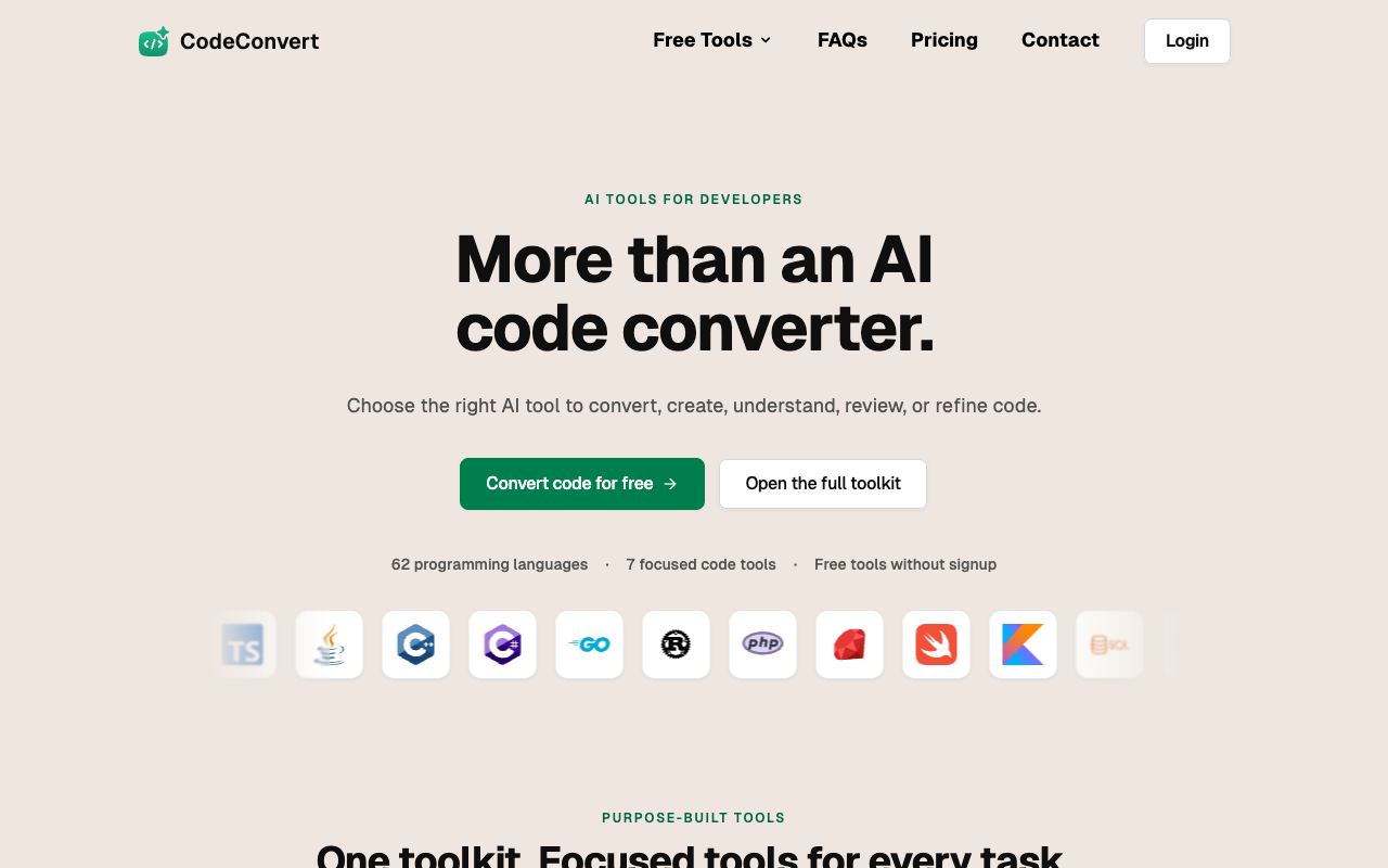 CodeConvert AI — website screenshot