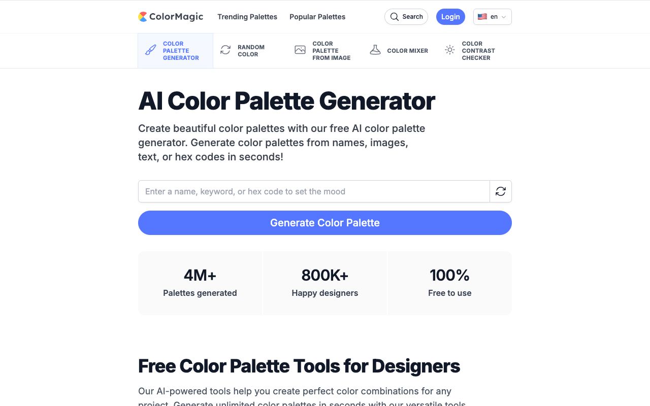 ColorMagic — website screenshot