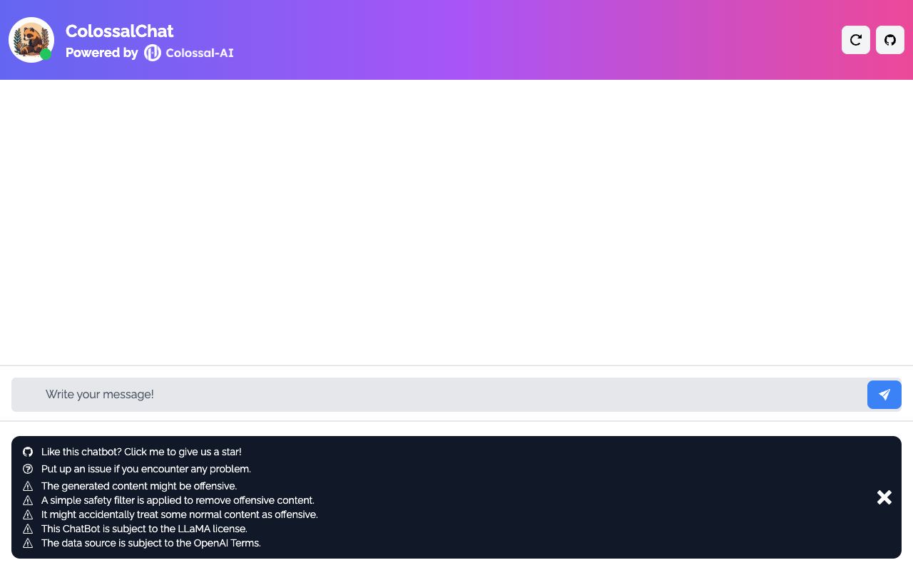 ColossalChat — website screenshot