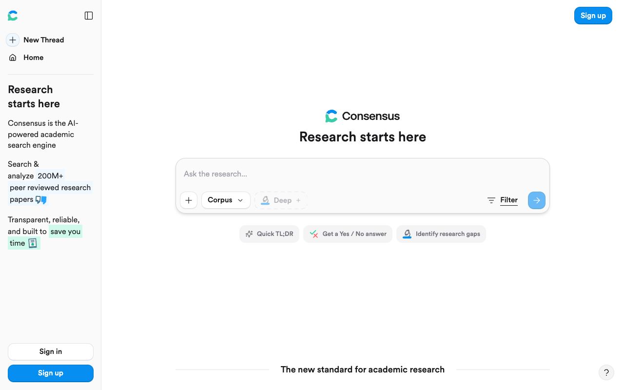 Consensus — website screenshot