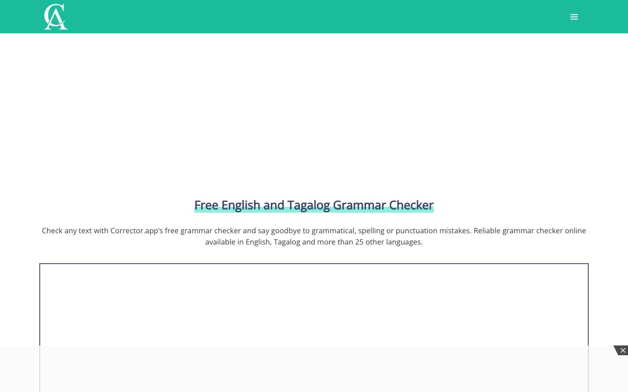 Corrector App — website screenshot