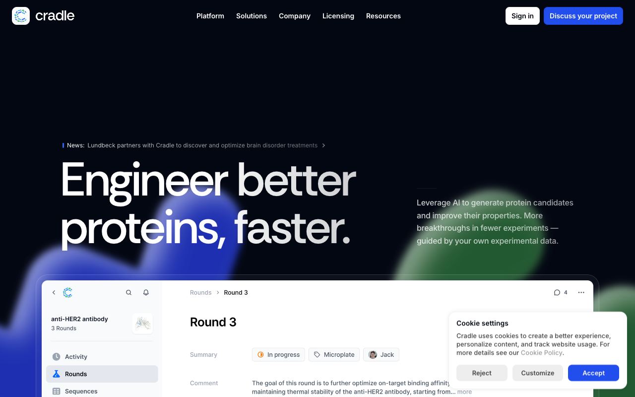 Cradle — website screenshot