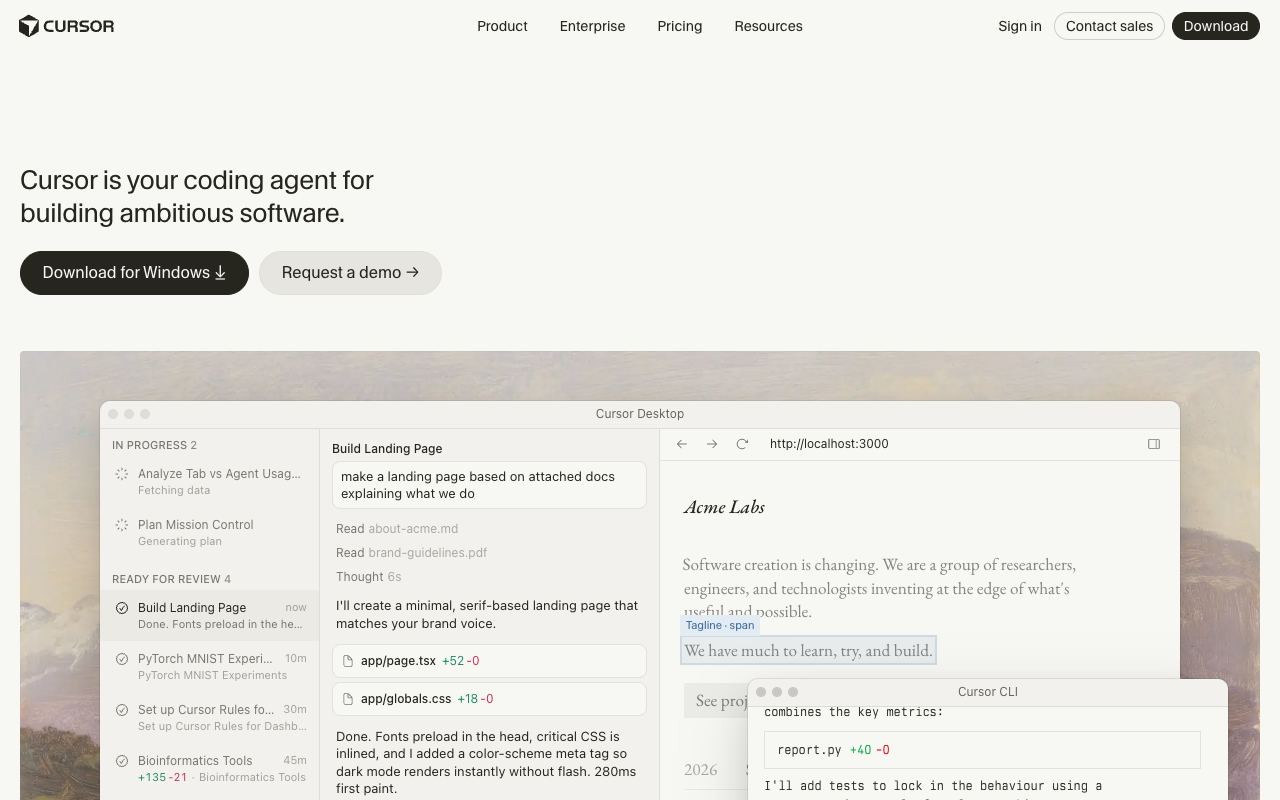 Cursor — website screenshot