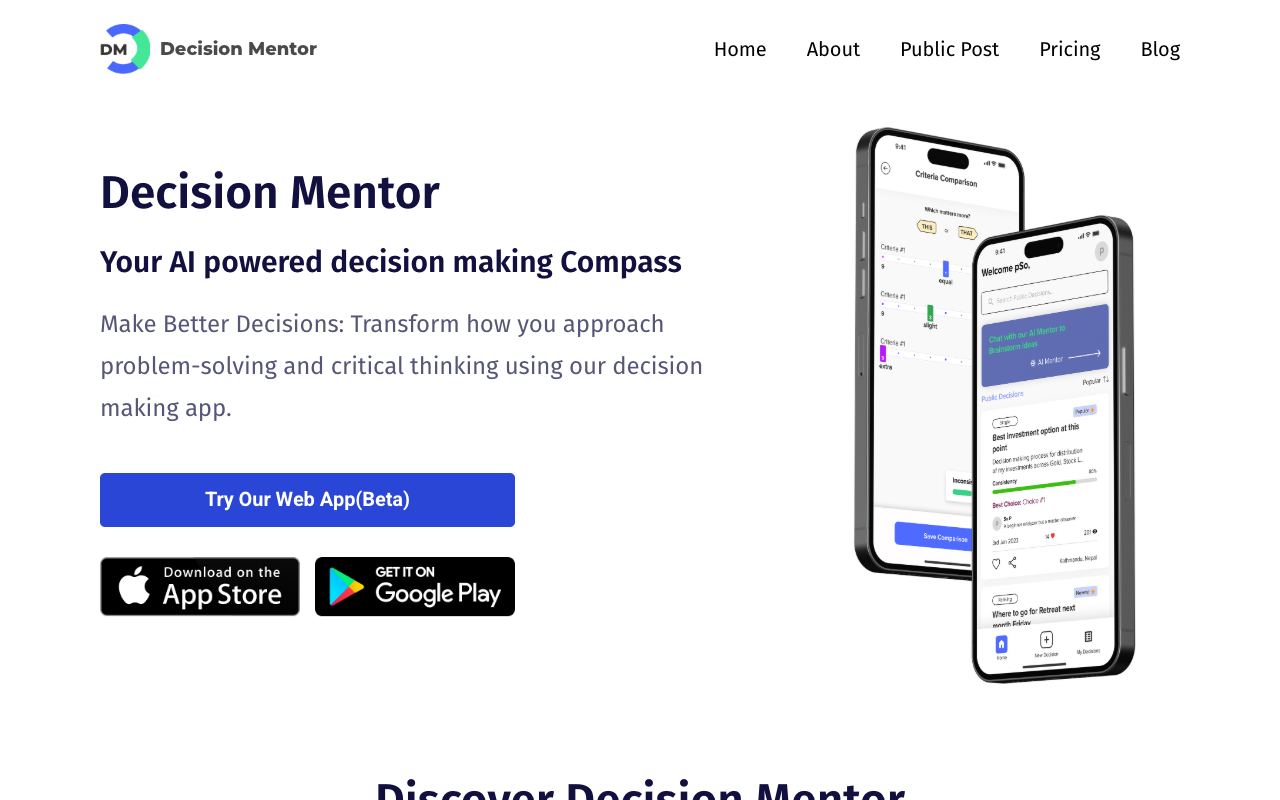 Decision Mentor — website screenshot