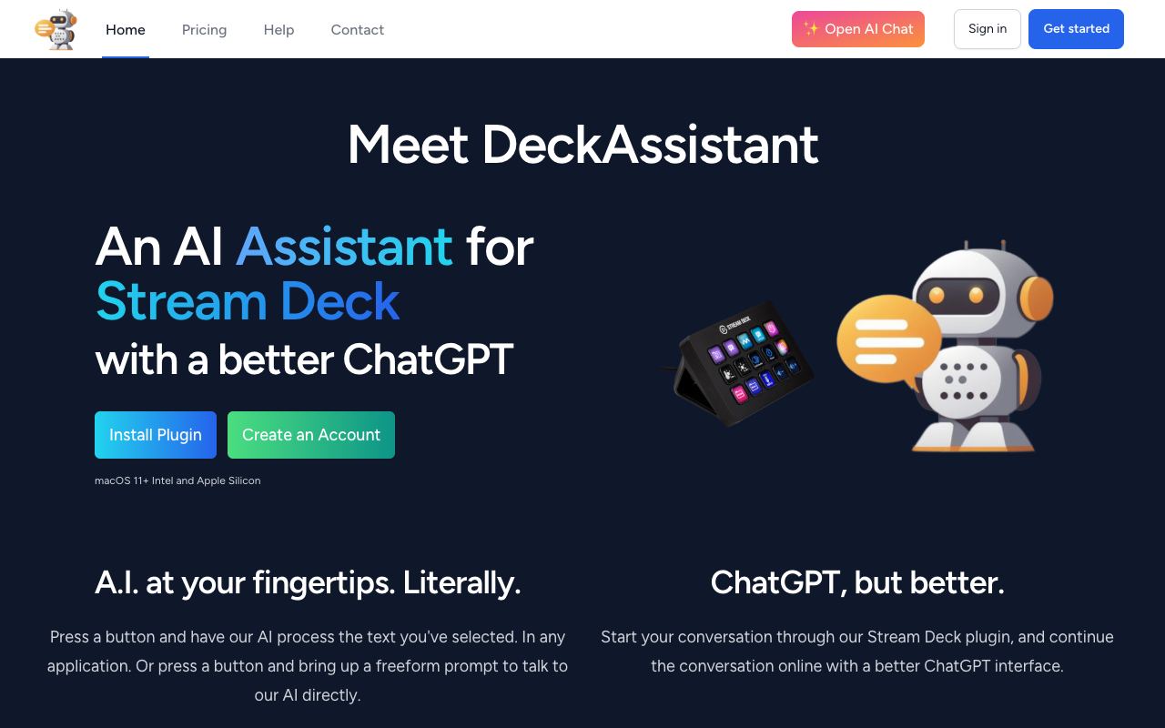DeckAssistant — website screenshot