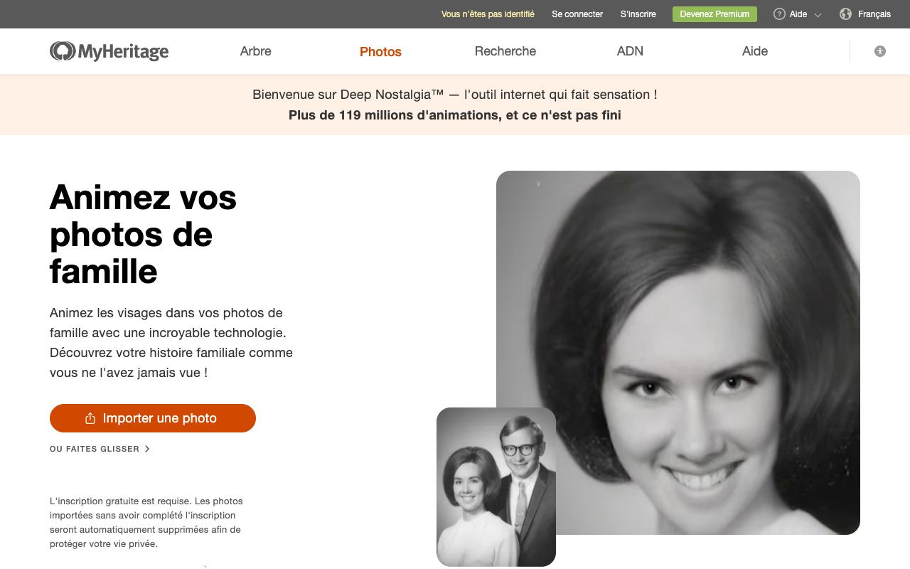 Deep Nostalgia — website screenshot