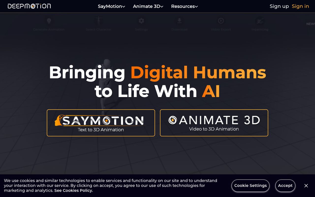 Deepmotion — website screenshot