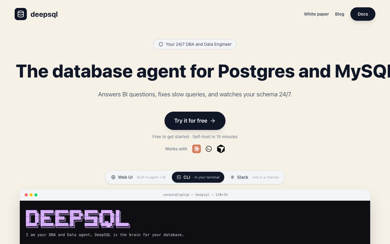 DeepSQL — website screenshot