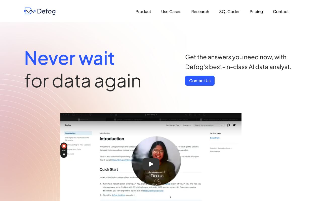 Defog — website screenshot