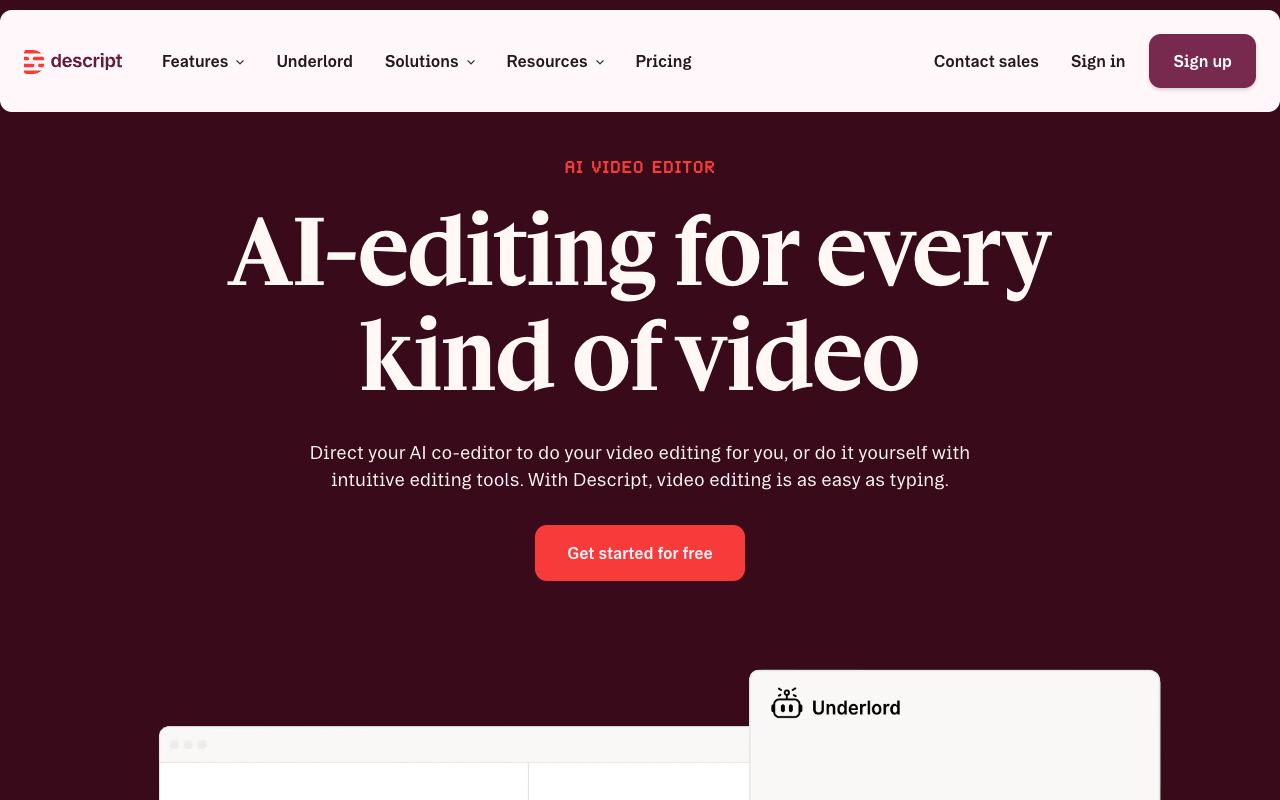 Descript — website screenshot