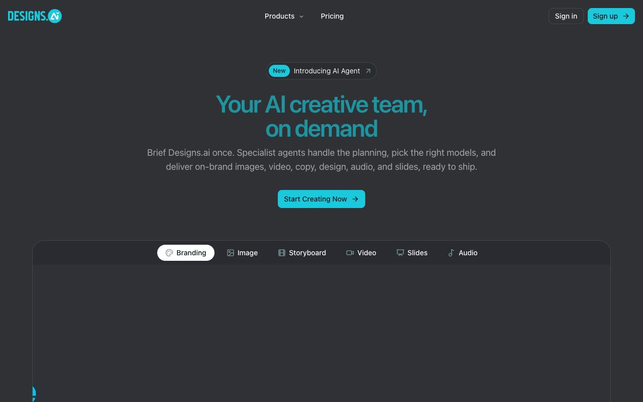 Designs AI — site ekran görüntüsü