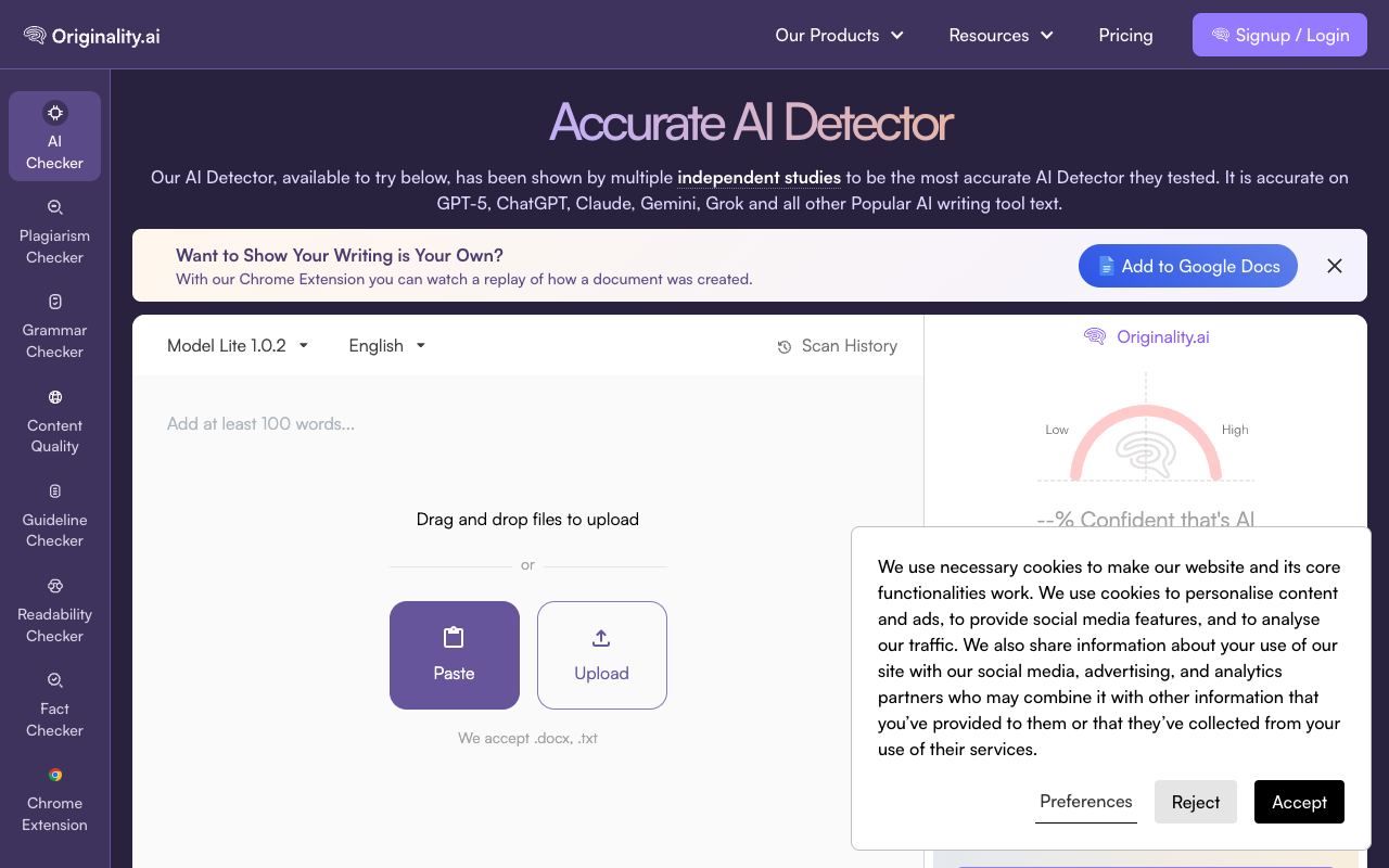 DetectGPT — website screenshot