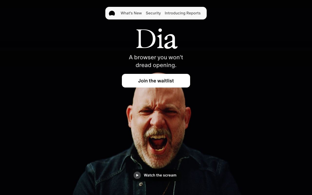 Dia — Screenshot der Website