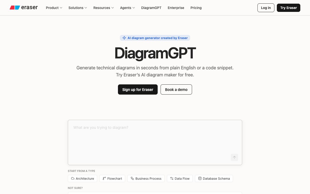 DiagramGPT — site ekran görüntüsü