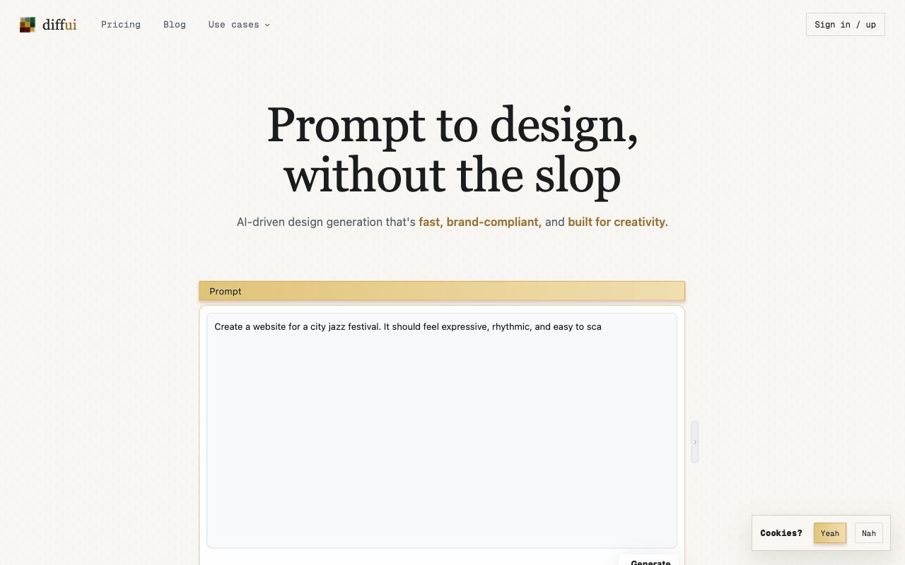 DiffUI — website screenshot