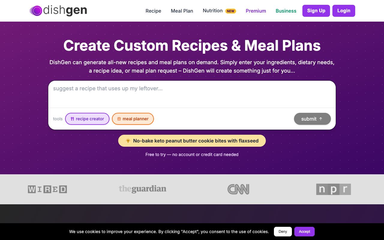 Dishgen — website screenshot