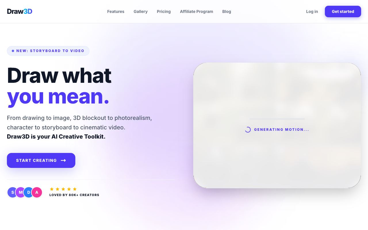 Draw3D — website screenshot