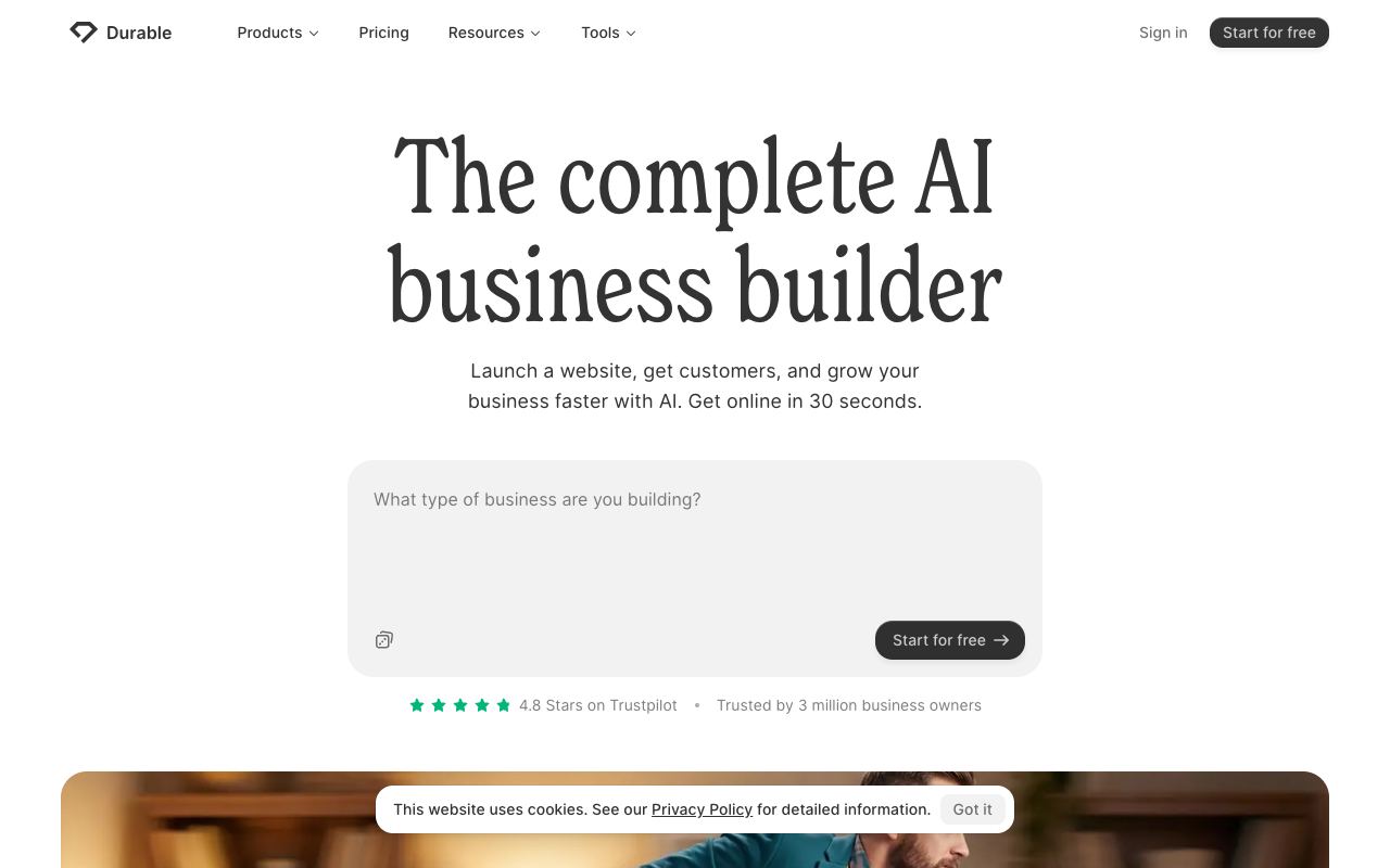 Durable — website screenshot