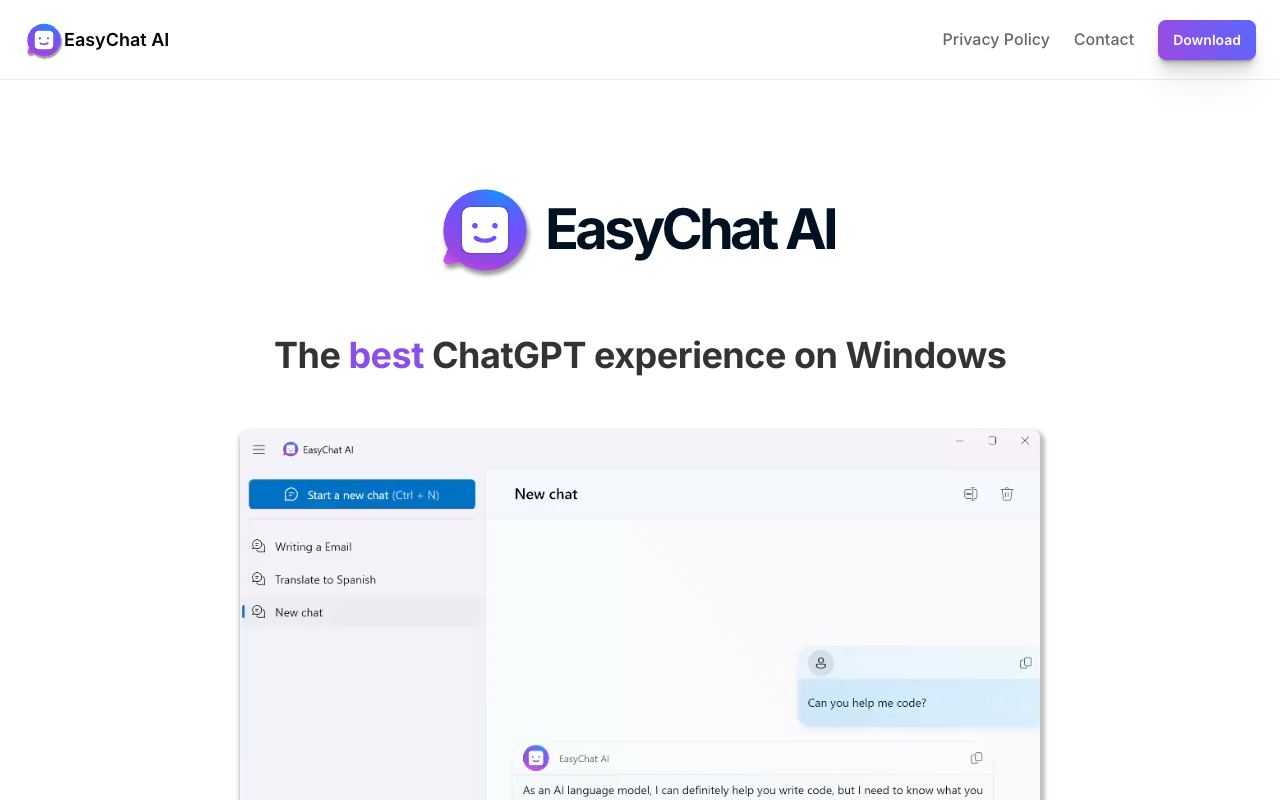 EasyChat AI — website screenshot