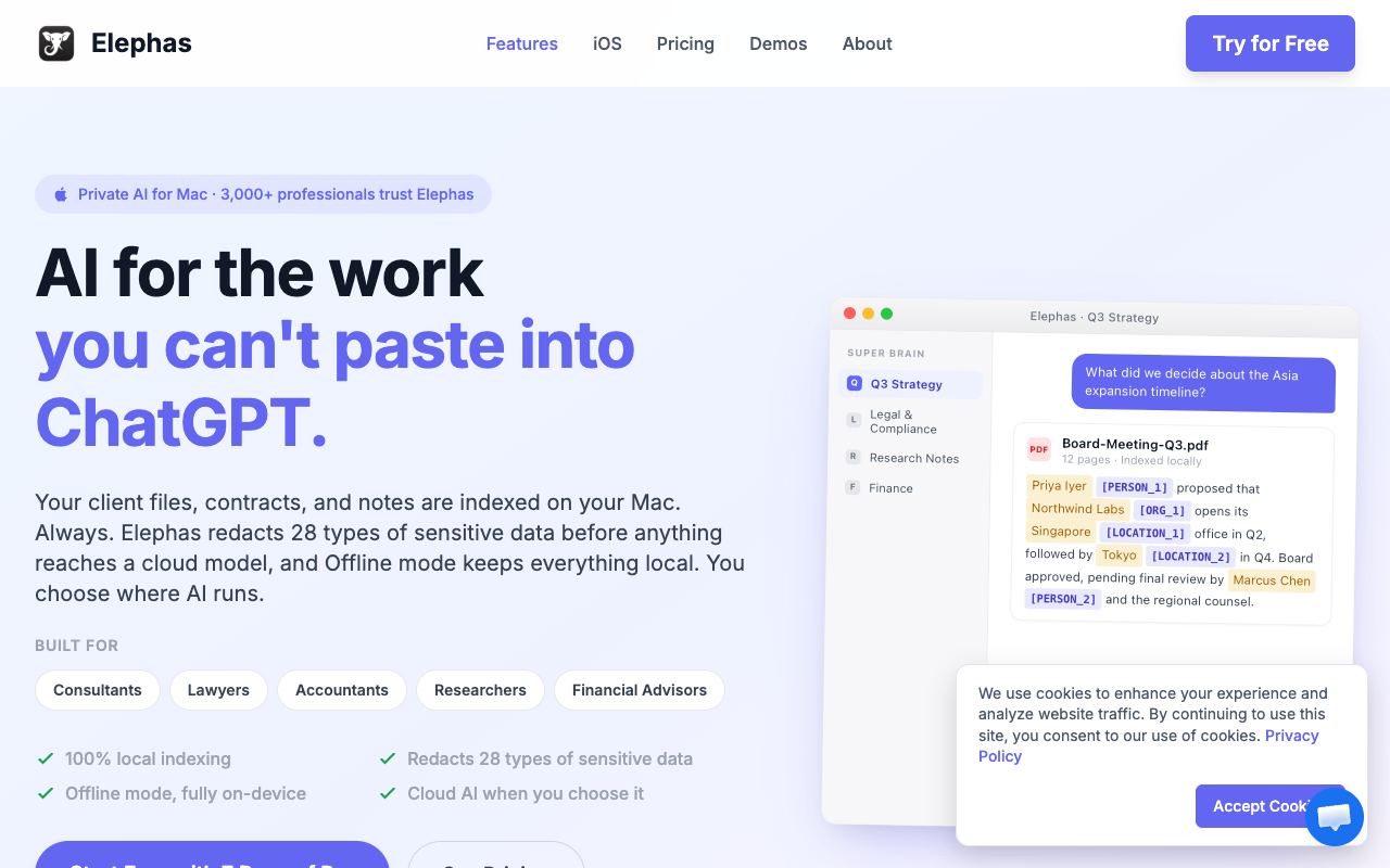 Elephas — website screenshot