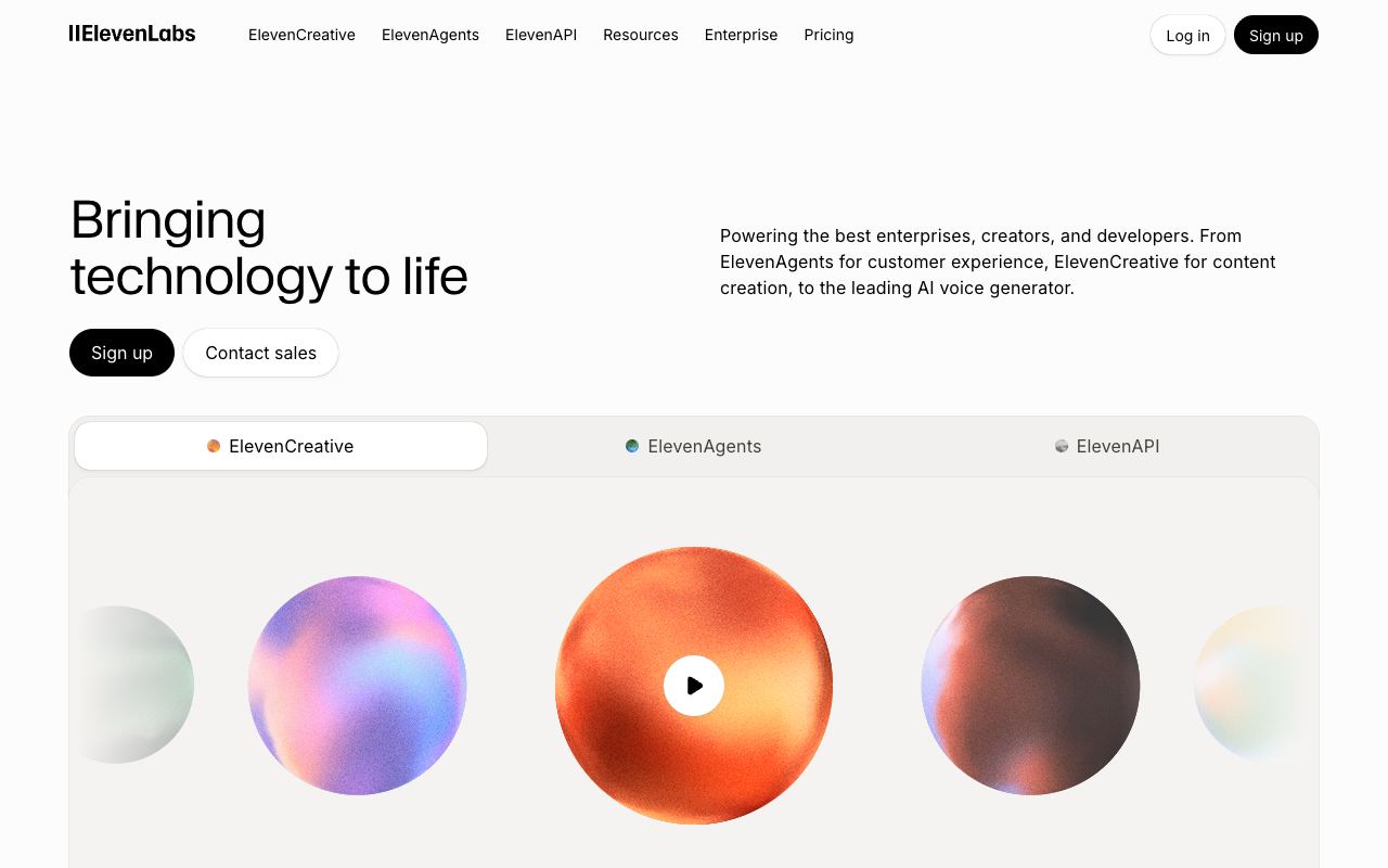 ElevenLabs — website screenshot