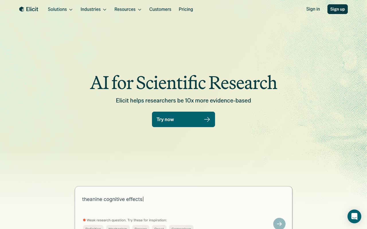 Elicit — website screenshot