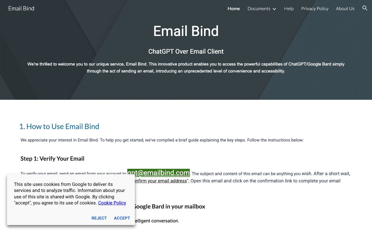 Emailbind — website screenshot