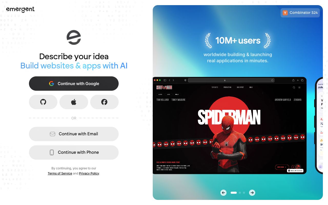 Emergent — zrzut ekranu strony internetowej