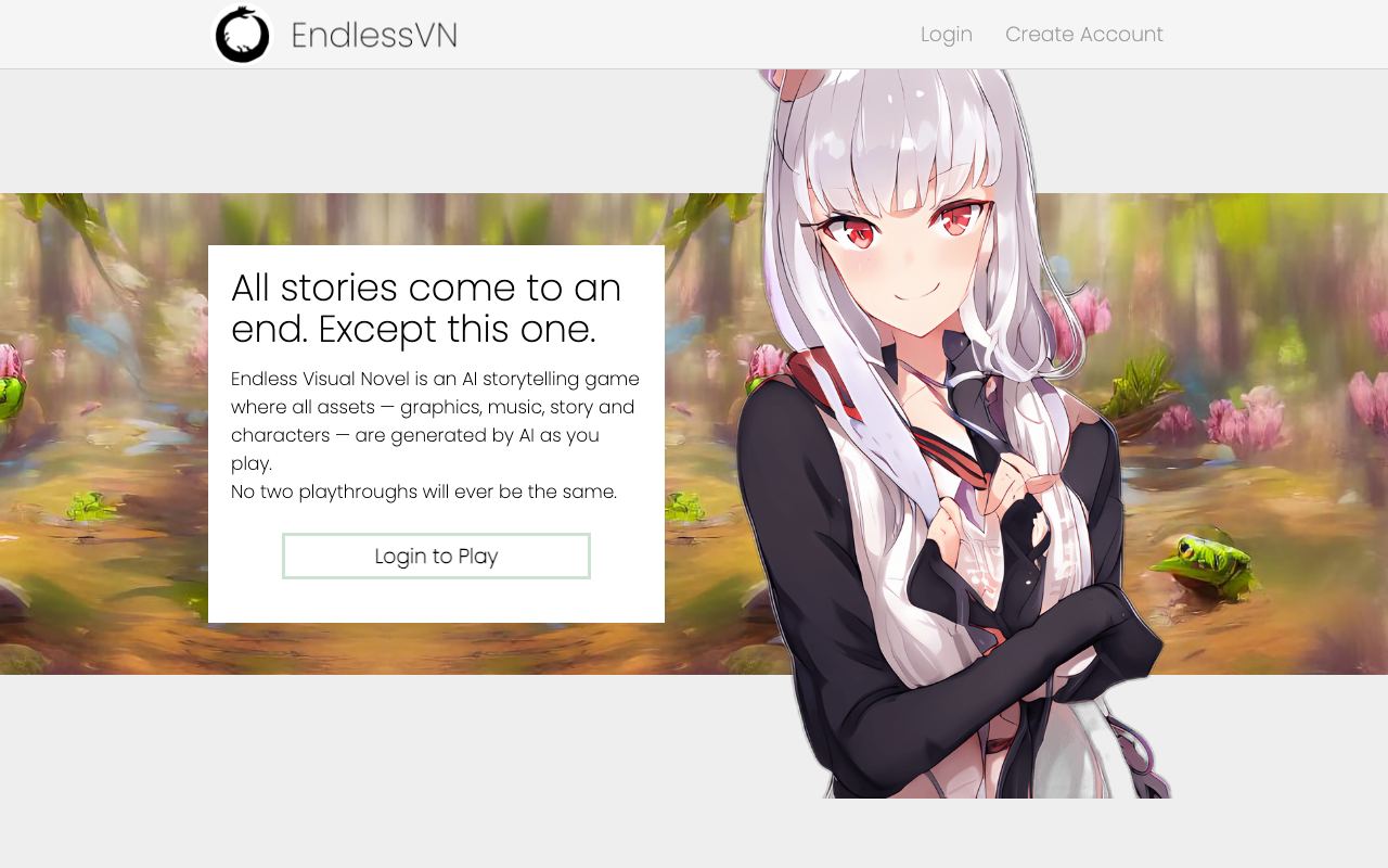 Endless Visual Novel — website screenshot