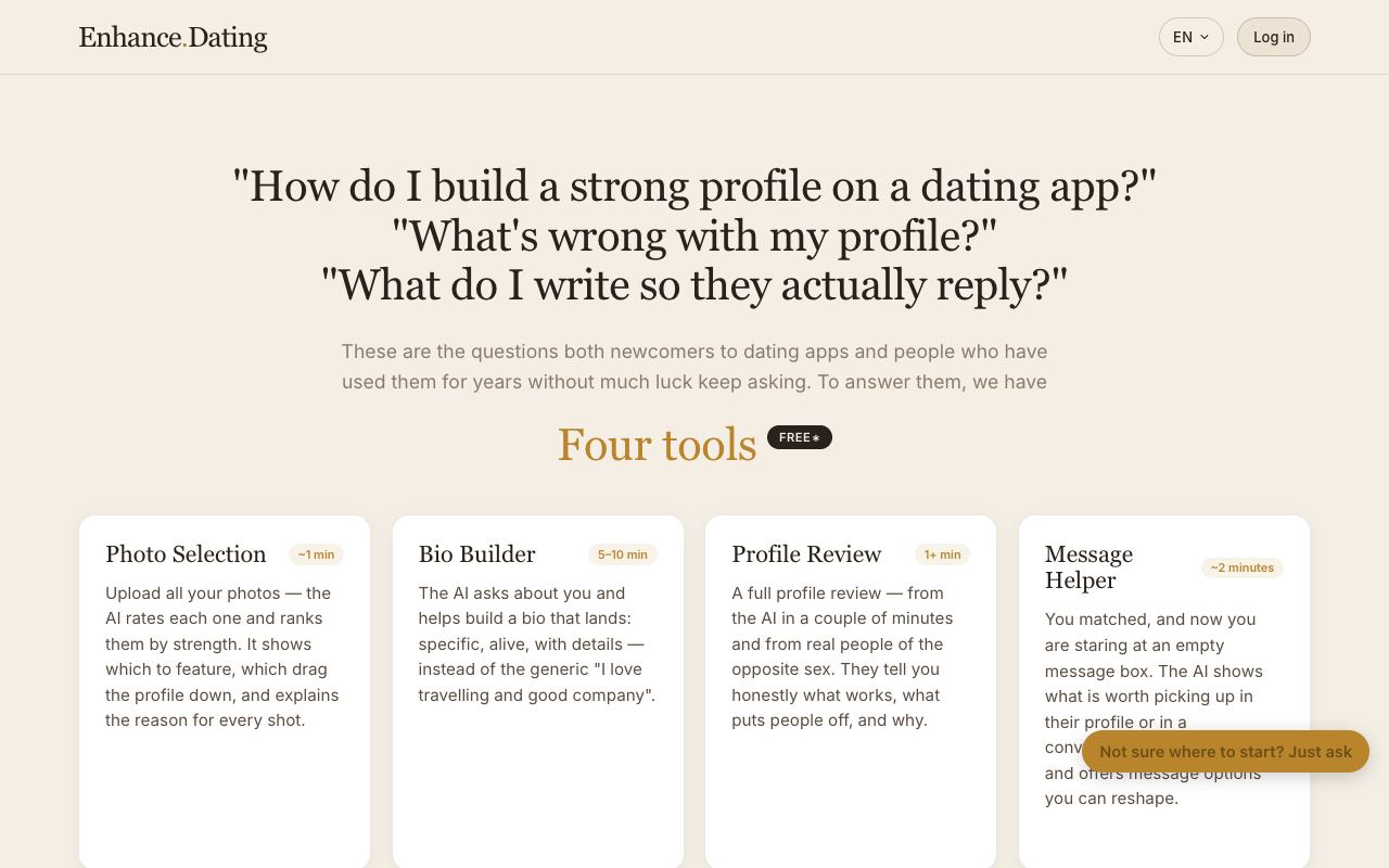 Enhance.Dating — لقطة شاشة للموقع
