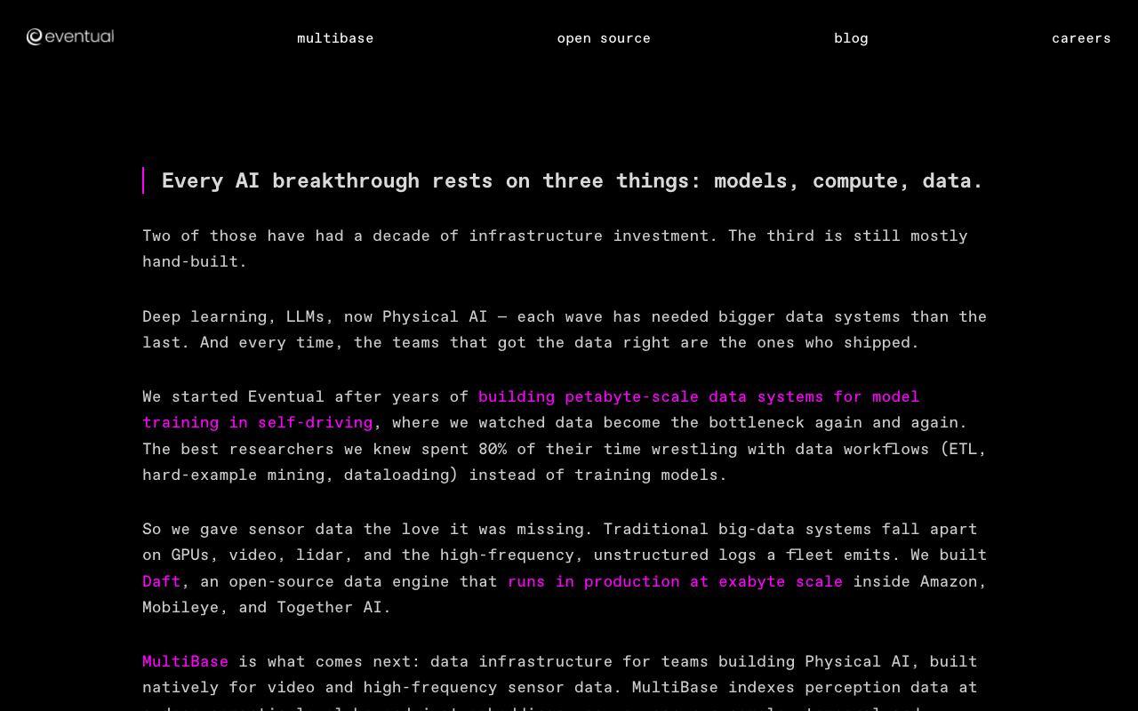 Eventual AI — site ekran görüntüsü