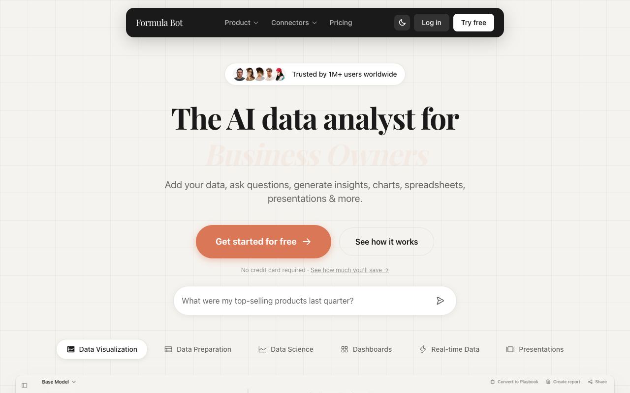Formula Bot — website screenshot
