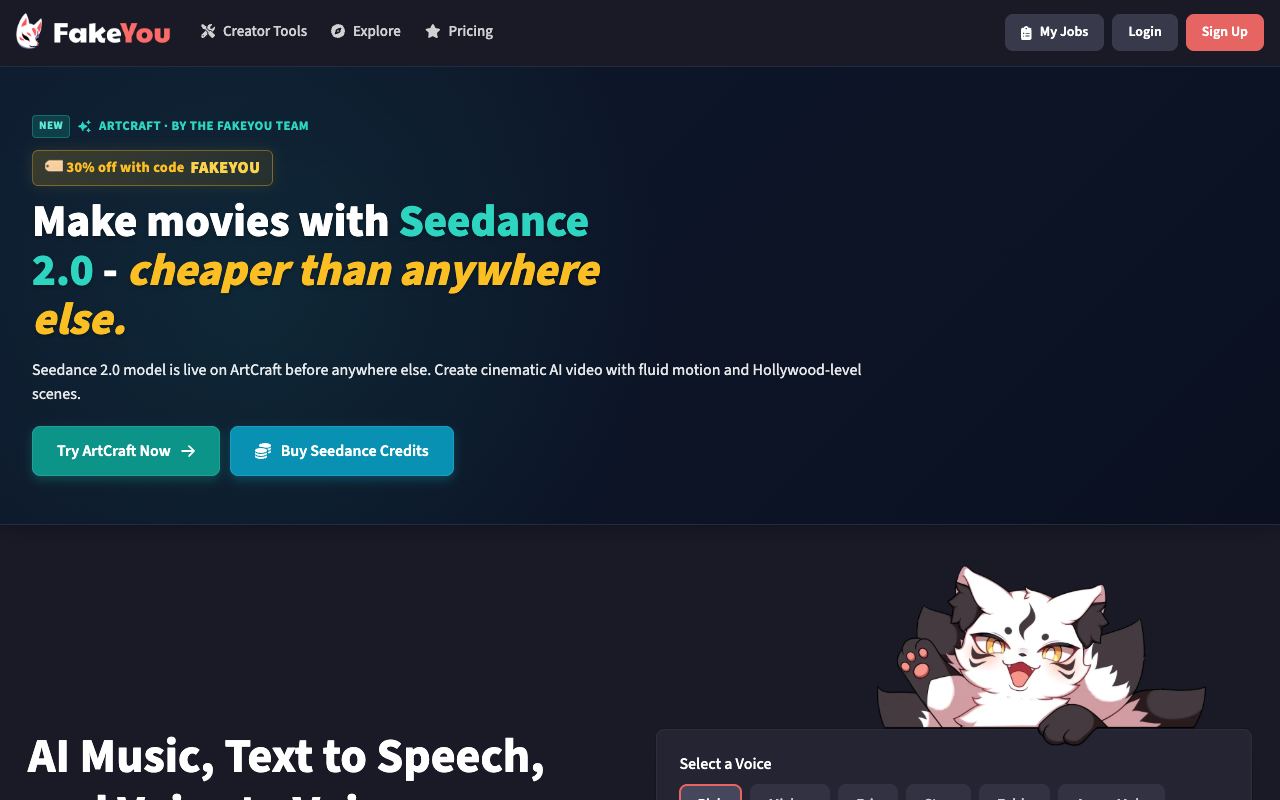FakeYou — website screenshot
