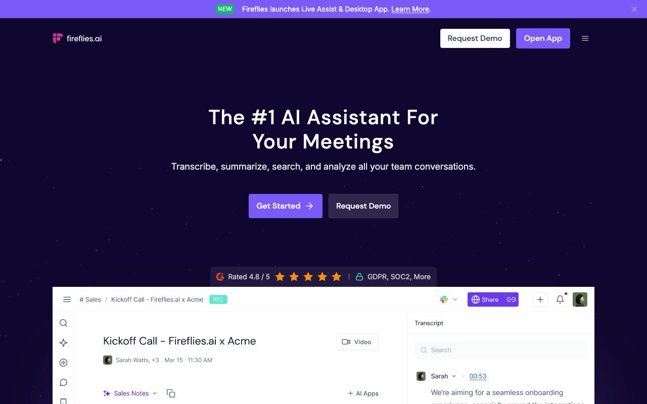 Fireflies.ai — website screenshot