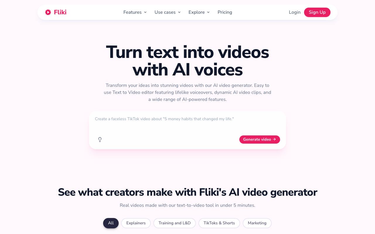 Fliki — website screenshot