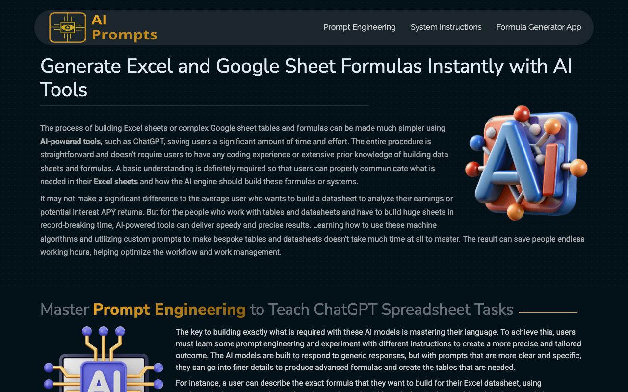 Formula Generator — website screenshot