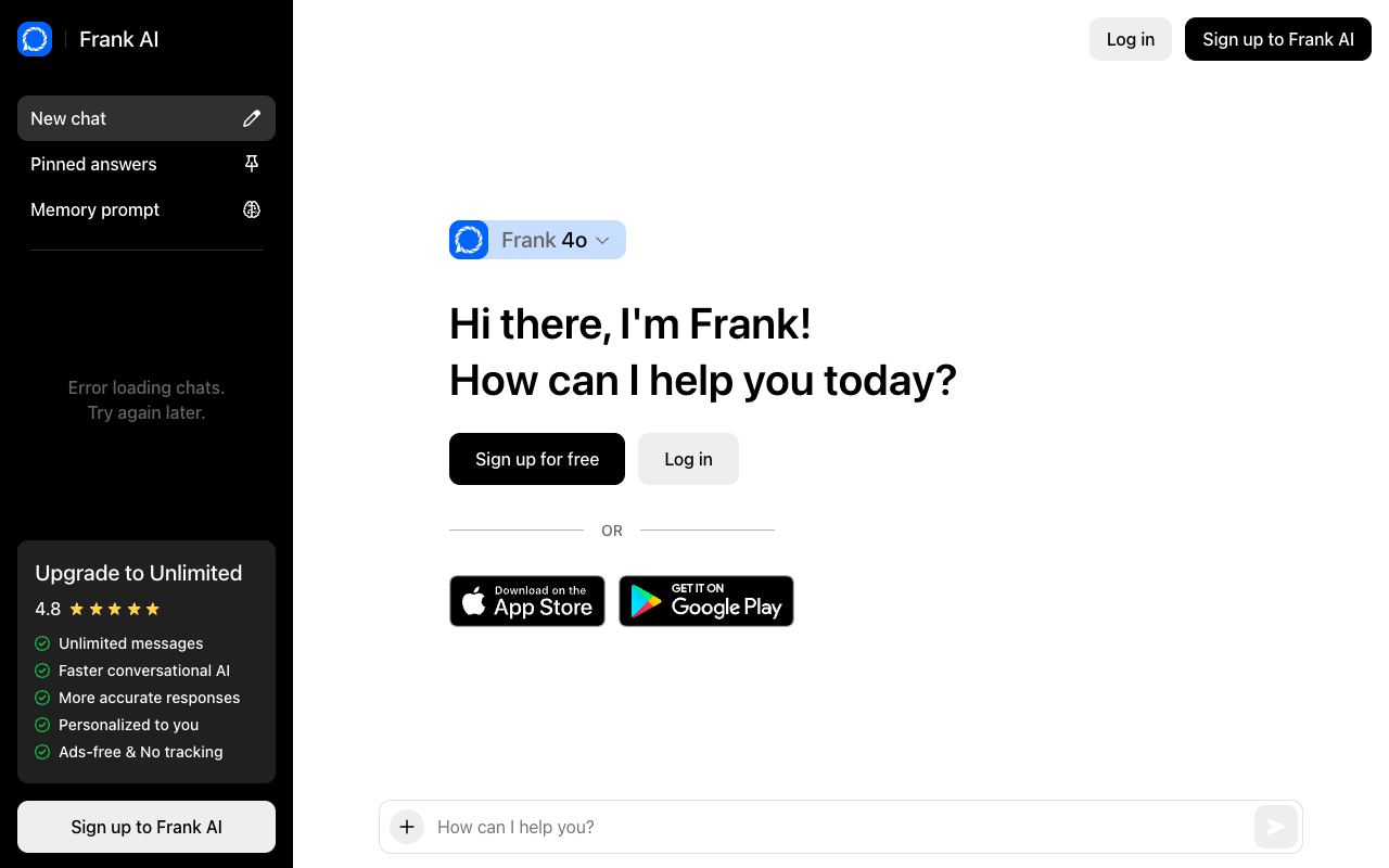 Frank AI — website screenshot