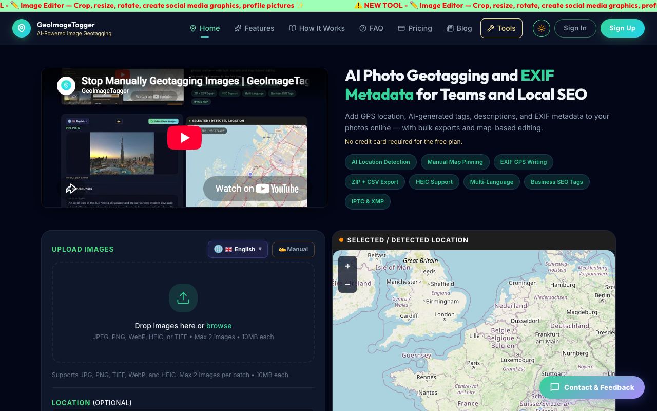 GeoImageTagger — website screenshot