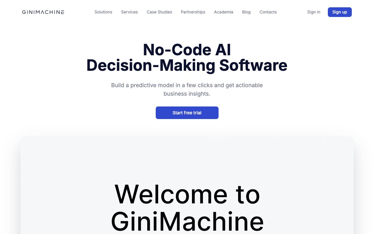 GiniMachine — website screenshot
