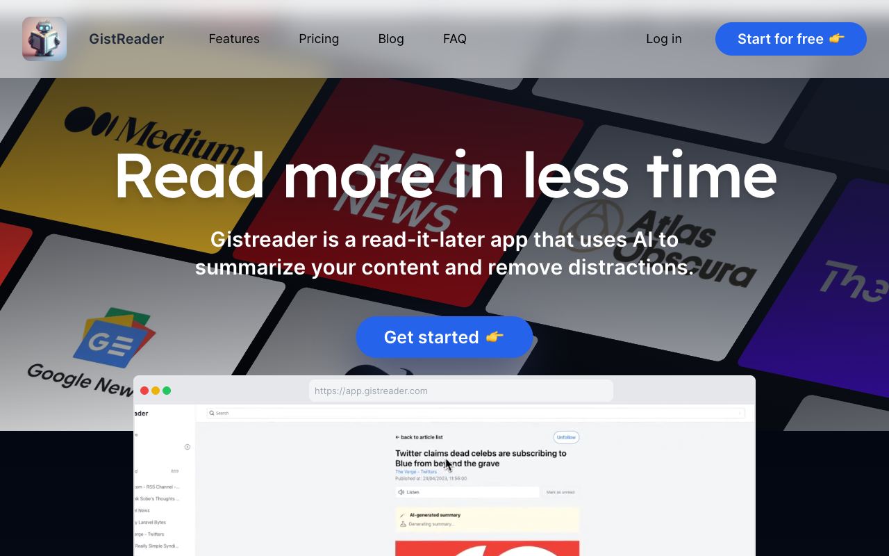Gistreader — website screenshot