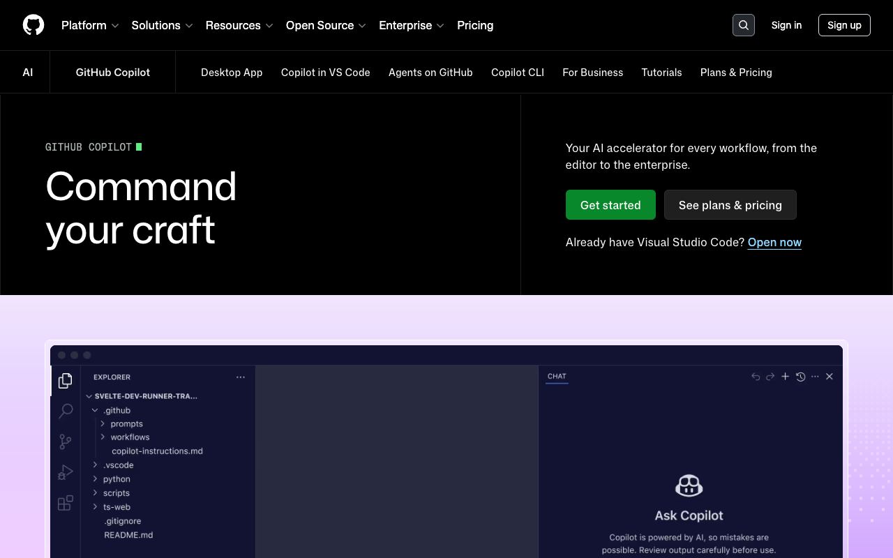 GitHub Copilot — website screenshot